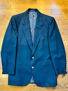 Vintage Yves Saint Laurent Navy Wool Blend Brass Button Blazer | Men’s S